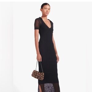 STAUD Oceane Black Crochet / Knit Dress